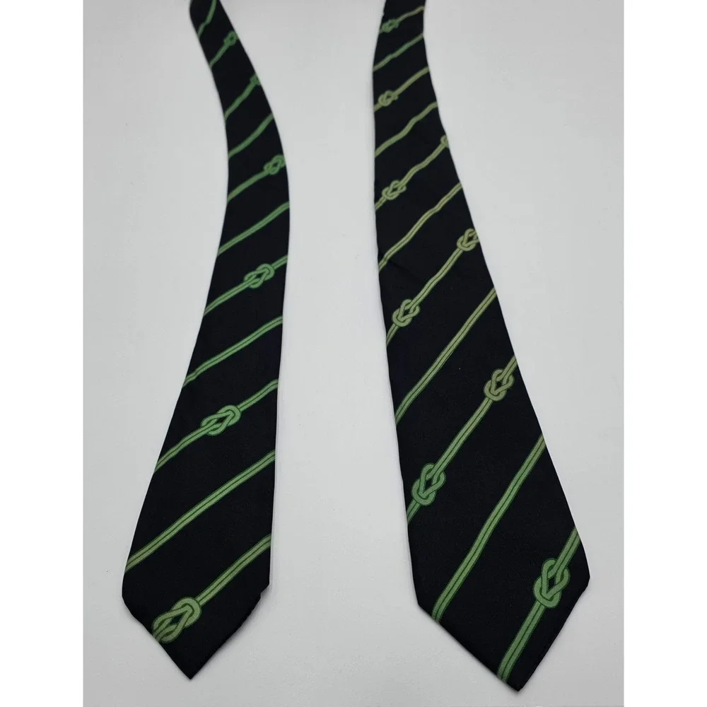 Gucci‎ Silk Tie Navy Green Nautical Knot Stripe Men's Luxury Accessory